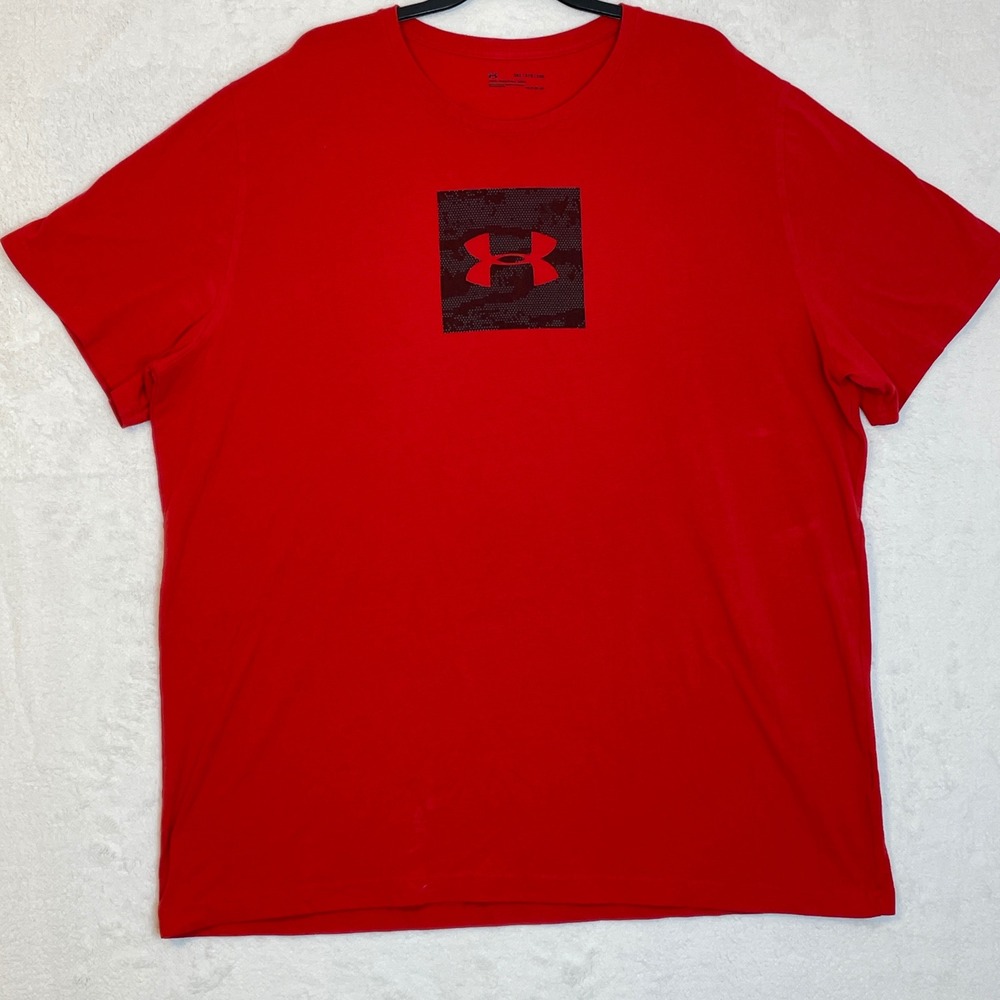 Under Armour HeatGear Red Graphic Logo T Shirt Men's 3XL 3XG Short Sleeve